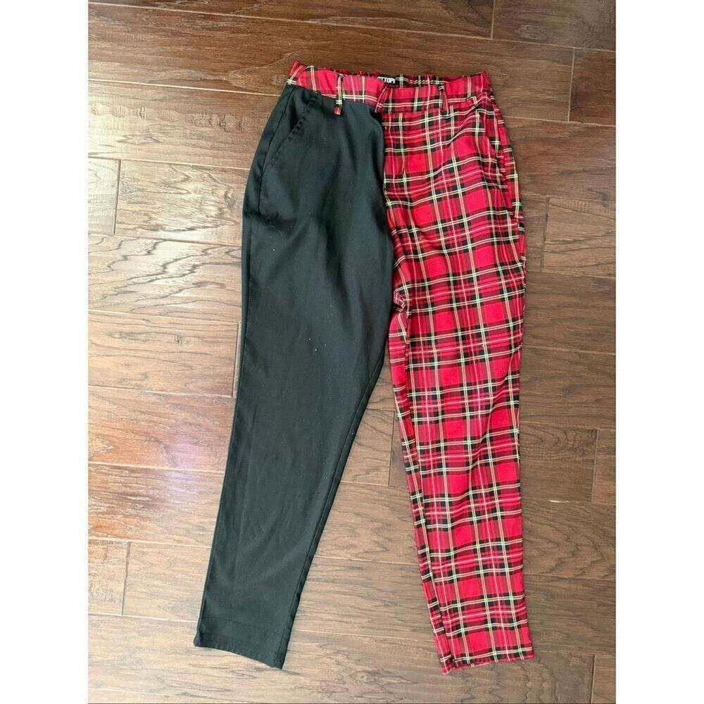 Hot Topic Black & Red Plaid Split Leg Pants Women’s Medium